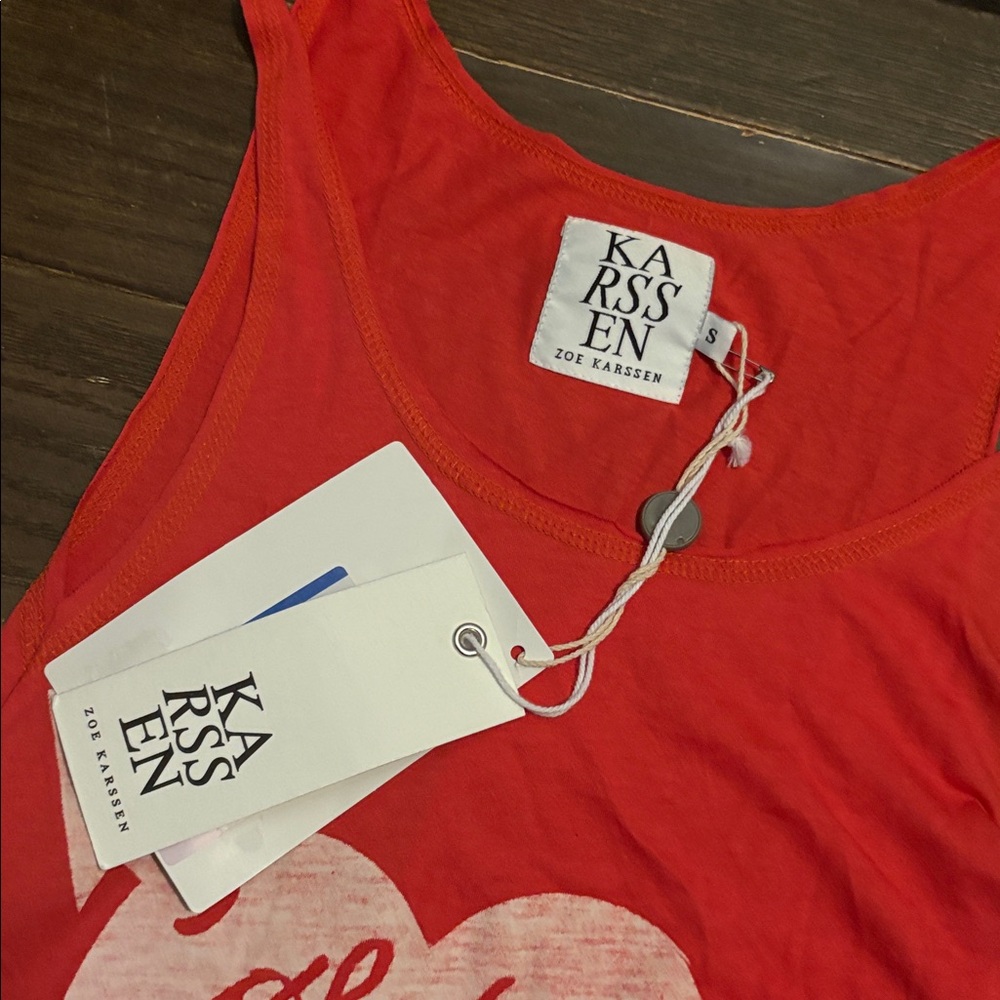 Zoe Karssen Red Sleeveless Top with Heart Design - Picture 3 of 9